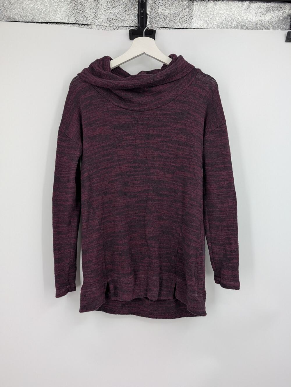 Aerie Turtleneck Sweater Black Purple Marbled Small Comfort Career Office Work